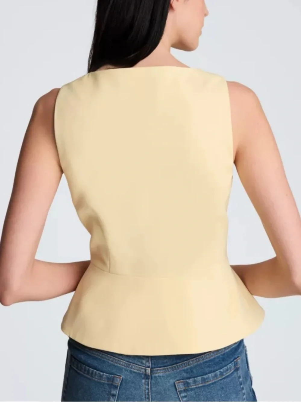 Reaction Kenneth Cole -Black Sleeveless Button Front Peplum Vest